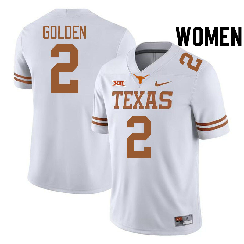 Women #2 Matthew Golden Texas Longhorns College Football Jerseys Stitched-White